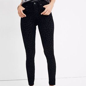 9" Mid Rise Skinny Jeans: Flocked Leopard Edition